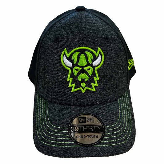 NE 3930 Youth Lime Stitched Bison Hat